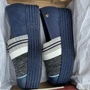 Navy Blue Women's Platform Espadrille Loafers